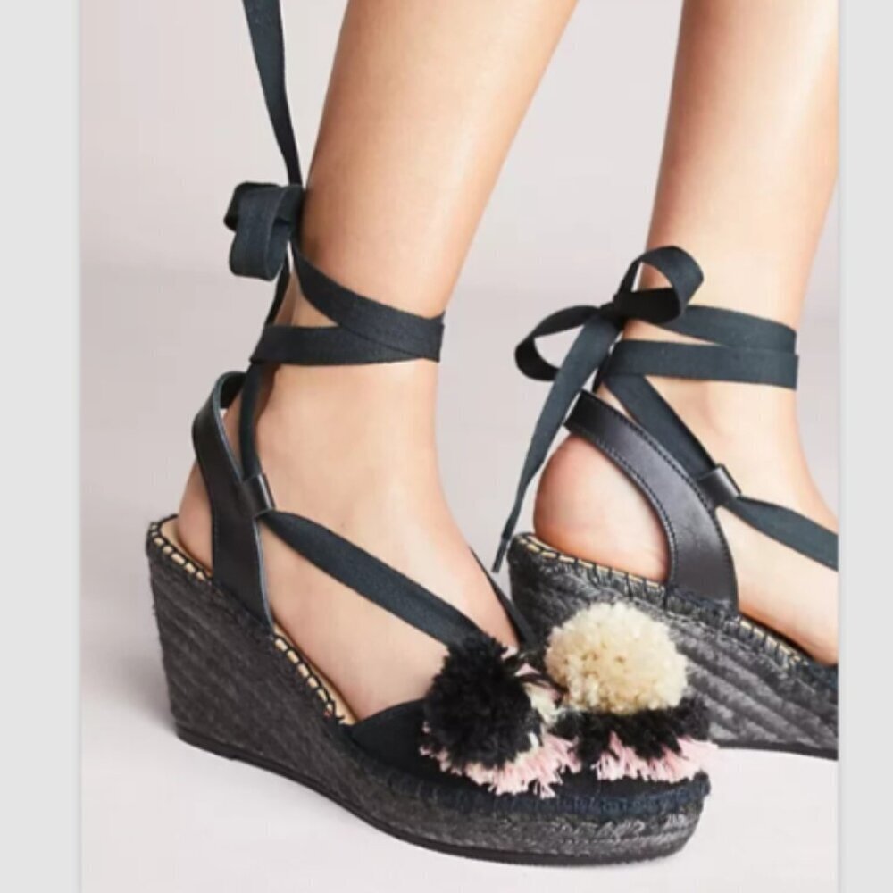 Naguisa Pommed Wedge Sandals Espadrille Wedges Anthropologie‎ NEW size 37